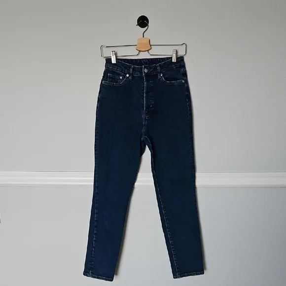 H&M Mom Jeans Ultra High Waist &Denim Blue 4 Button Fly - Picture 1 of 13